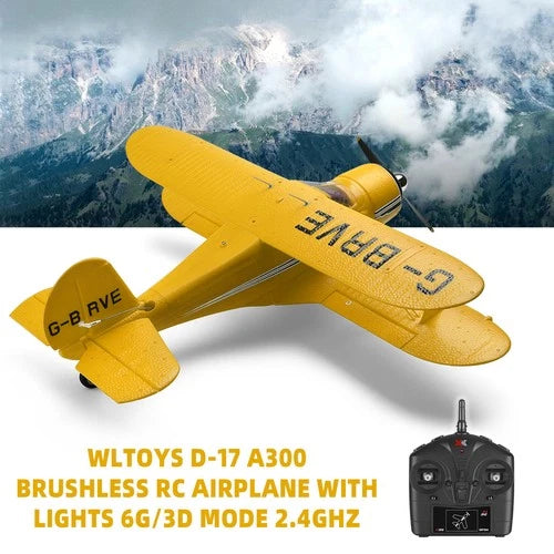 Wltoys D-17 A300 Brushless RC Airplane With Lights 6G/3D Mode 2.4Ghz Kid Toy'