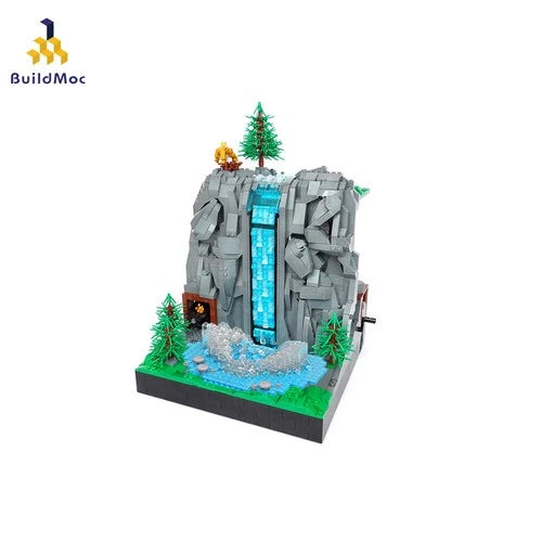 Mountain Waterfall Landscape Model 2424pcs Building Bricks Collection Toy