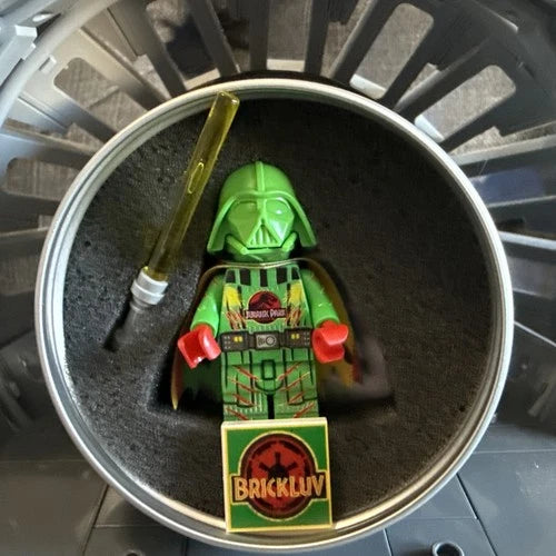 Brickluv Jurassic Park Vader Minifigure (Only 60 made) w/ Collectible Tin