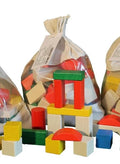 Wooden Toy Building Set with Wooden Blocks 50 pcs Colorful NEW Building Game