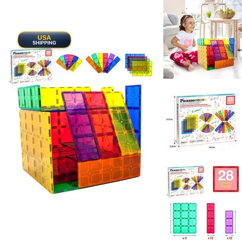 PicassoTiles PT28 Magnetic Building Block Base Plate Foundation Kit Jumbo XL