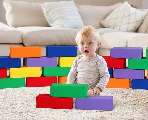 12-Piece Colorful Toddler Foam Building Blocks Set - Soft & Washable Play Fun