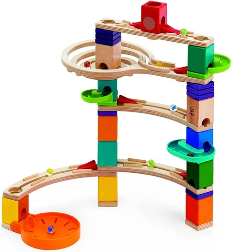 Hape Quadrilla Cliffhanger Wooden Marble Run Blocks Marble Maze Run Set, Early
