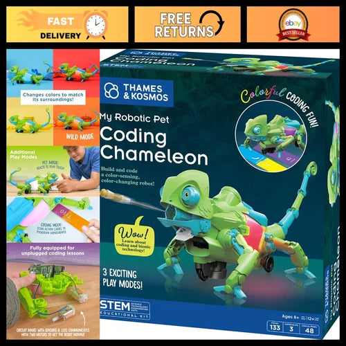 STEM Coding Chameleon Robot Kit for Kids 8+ \| Color-Sensing, 3 Play Modes, Scree