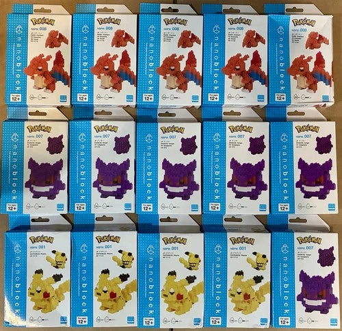 LOT OF 15 Pokémon Nanoblock Pikachu Gengar Charizard NBPM 001 007 008 NEW