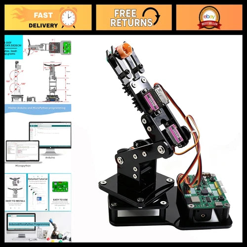 Programmable 4DOF Smart Robot Arm Kit for Arduino & ESP32 - Joystick/Web Control