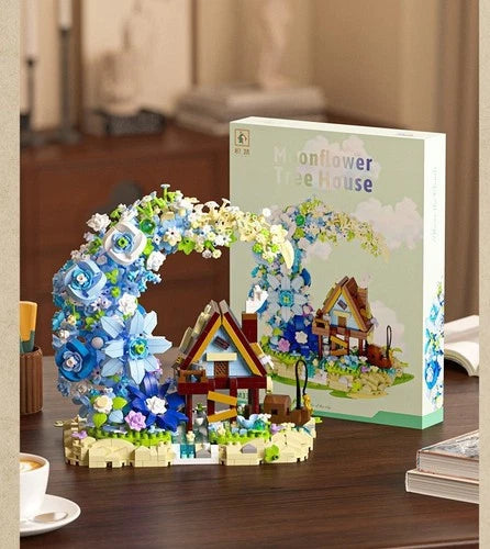 Moonflower Tree House Building Blocks Set Romantic Floral Compatible Brick Toy