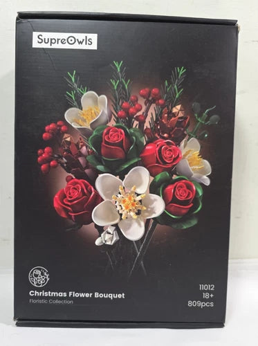 Christmas Roses Bouquet 809pc Building Blocks DIY Flower Home Decor Gift