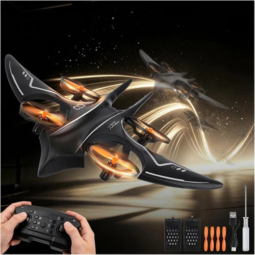 RC Airplane Swallow, 2-In-1 Flying Toys for Flying & Driving, Black