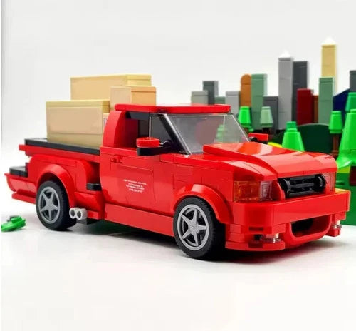 NEW Red Pickup Truck Building Blocks Set Model Adults MOC Classic Vehicle Toy