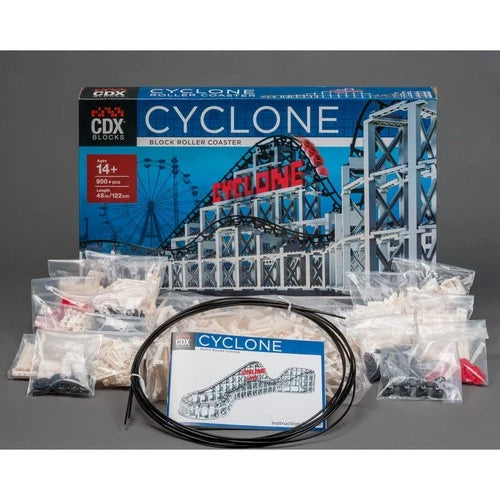Cyclone - 900+ Pieces, Building Brick Set, Gravity Powered Roller Coaster Model