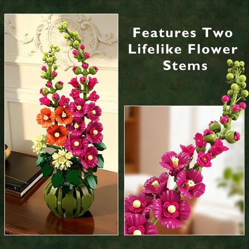 CUBIMANA Flowers Botanicals Alcea Rosea Building Set for Adults - Artificial ...