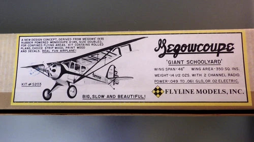 Vtg FLYLINE Megowcoupe GIANT SCHOOLYARD Airplane R/C Model Kit New in Box 46" WS