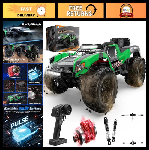 1:12 Fast RC Car 40KPH 4WD Off-Road Monster Truck, Waterproof RTR, LED Lights, R