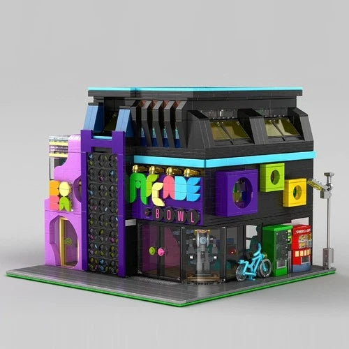 Cyberpunk Arcade Building Blocks 2600 PCS Lighted City Modular Bricks Set