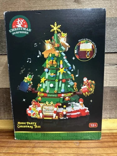 Rotating Music Box Christmas Tree Building Blocks Set New In Box