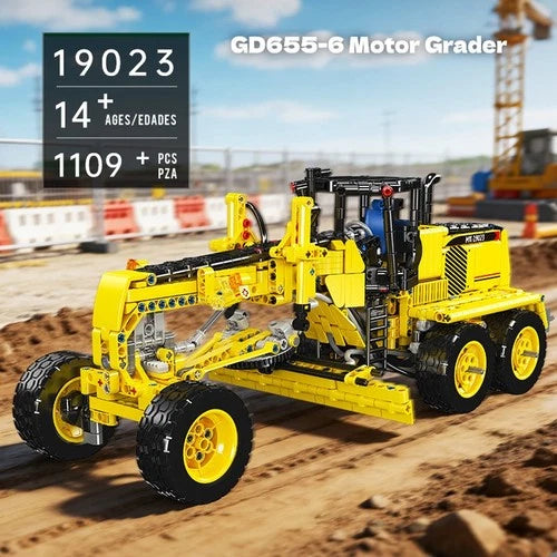 Mould King 19023 Pneumatic Motor Grader Building Blocks Set 1109PCS Vehicle