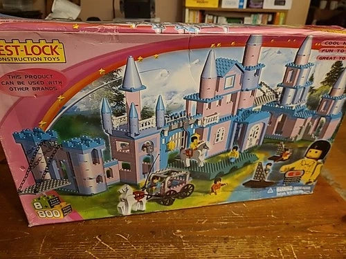 Best Lock Construction Girls Princess Castle Brick Set 800 Pcs Pink + Blue New