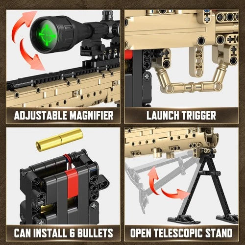 Building Blocks Gun Model Toys for Adults, 1388 Pcs 1:1 M24 Building Set Guns...