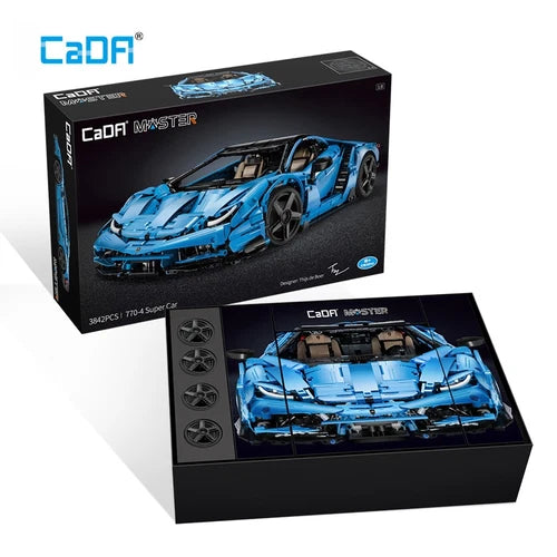 3842pcs 1/8 Blue Hypercar Building Blocks Set MOC Technic Car Model Kit C61041