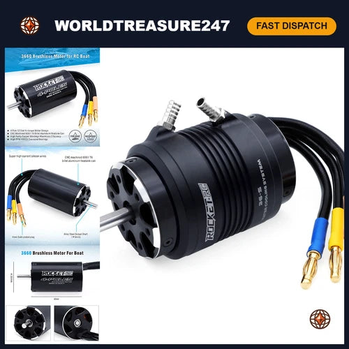 High-Performance 3660 2150KV Brushless Motor 4-Pole 5mm Shaft Water Cooling for