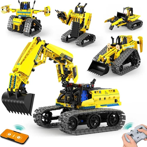5-In-1 STEM Building Block Kit RC Robot Excavator Toys for Ages 8-13
