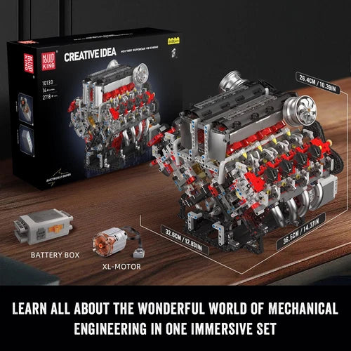 Mould King 10130 F488 V8 Engine V Type 8 Cylinder Motor Building Block Toy MOC