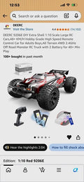 DEERC 9206E 1:10 4WD Electric RC Monster Truck 2.4GHz Red/Black