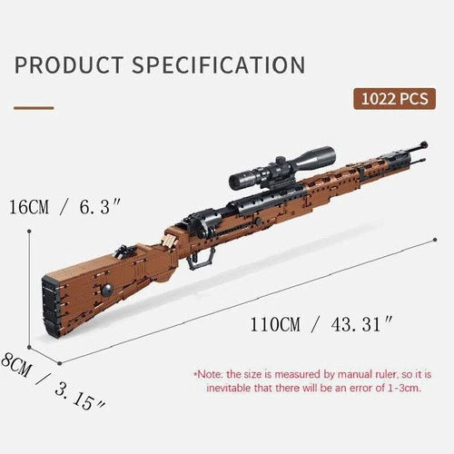 NEW 1022Pcs Model Set 1:1 98K Sniper Rifle Building Blocks Toys Collection