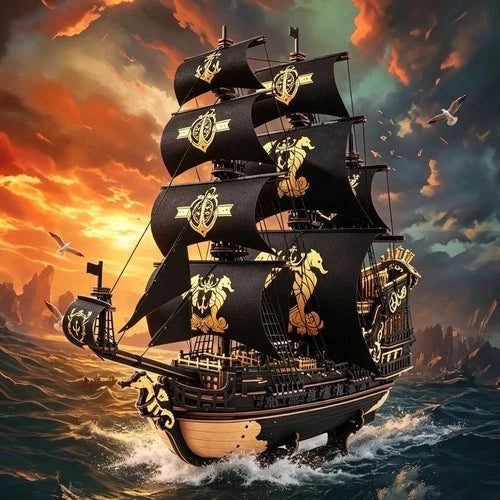 ROKR The Seahorse Barque 3D Wooden Puzzle DIY Ship Model Toys Kits Xmas Gifts