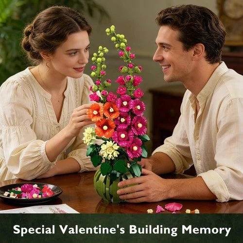 CUBIMANA Flowers Botanicals Alcea Rosea Building Set for Adults - Artificial ...
