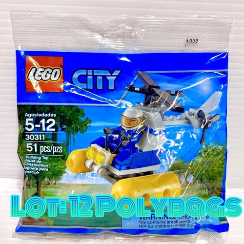 =Lot: 12 Polybags= LEGO City 30311 Police Swamp Helicopter Party Favors