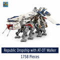 MOC Star Wars Republic Brick Dropship With AT-OT Walker Building Set 1758 PCS