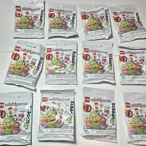 LEGO Minifigures The Muppets Series 71033 Mystery Foil Packs Lot of 12