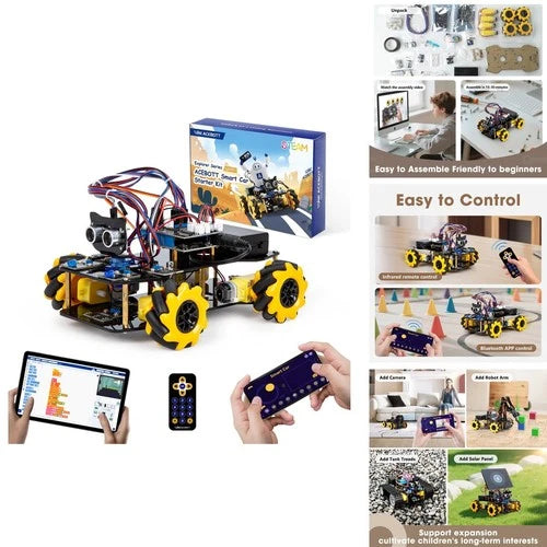 ACEBOTT QD001 Robot Kit Yellow Remote App Control Arduino Scratch Compatible