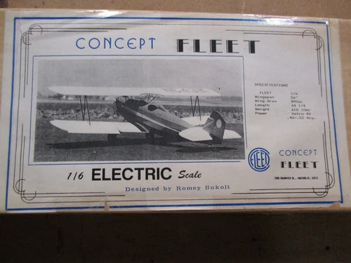 \*\*WOW\*\* CONCEPT FLEET BIPE 1/6 SCALE "ELECTRIC or GAS" \*\*NICE VINTAGE KIT\*\*