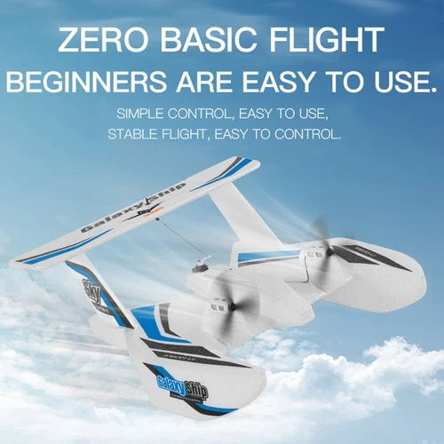 RC Plane For Water Land & Air Aircraft 3Ch Remote With 2 Batteries 2.4Ghz Blue#