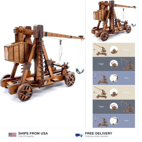 Toystub DIY 3D Wooden Puzzles for Adults Trebuchet Science Building Kit Model...