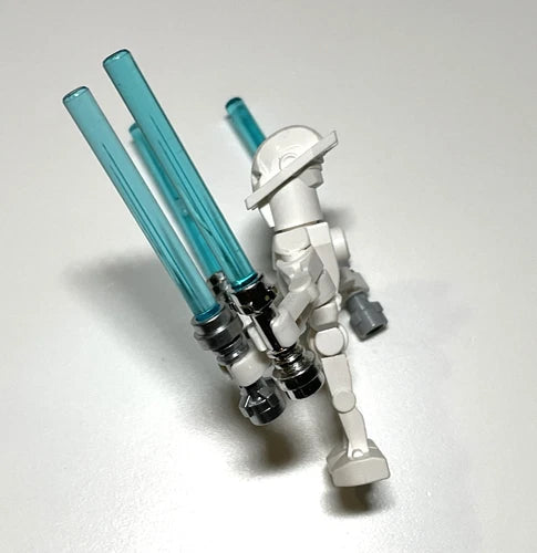 LEGO Star Wars General Grievous Minifigure with Cape 5 Lightsabers Chrome Cyan