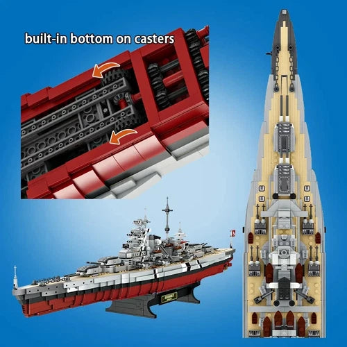 2081PCS WW2 Bismarck Battleship MOC Building Blocks Warship Model Bricks Set