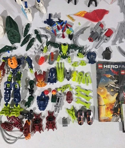 LEGO Hero Factory Lot 5+ Figures Parts Fire Lord 2235 Drilldozer 2192 Manuals