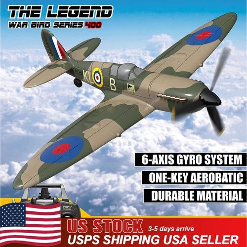 USA Volantex Spitfire WarBird 2.4G 4CH RC Airplane 6-Axis Gyro Foam RTF Glider