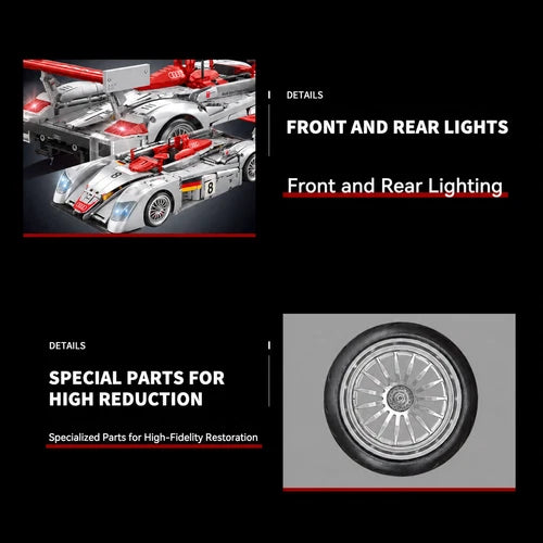 AUDI R8 LM-P 1:10 Technic Building Blocks Set - 2426 Pieces