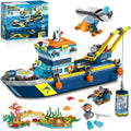 City Floatable Boat Building Set with LED Light - Ocean Arctic Explorer Ship ...
