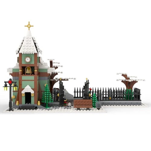 Winter Village Church Modular Building Blocks - DIY MOC Bricks Toys Gift Set