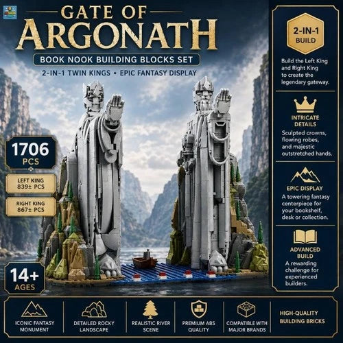 Lord of the Rings Gate of Argonath 1706 PCS Bookends Building Blocks Dispaly Set