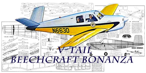 Beechcraft Bonanza V-Tail 22" WS RC Airplane Laser Cut Balsa Short Kit +Plans