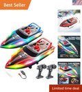 Vibrant 10-Inch RC Boats for Kids - 2-Pack, Flashing Lights & Speed up to 15 KPH