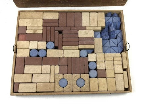 Antique Richter's Anchor Stone Building Blocks Set in Original Box