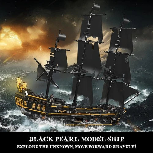 Large Pirate Ship Model Building Blocks Kit - 3180+ Pieces, Black Pearl Sailboat